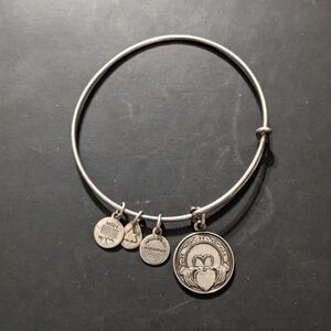ALEX and Ani Silver Tone Irish Claddagh Token Expandable Statement Bracelet